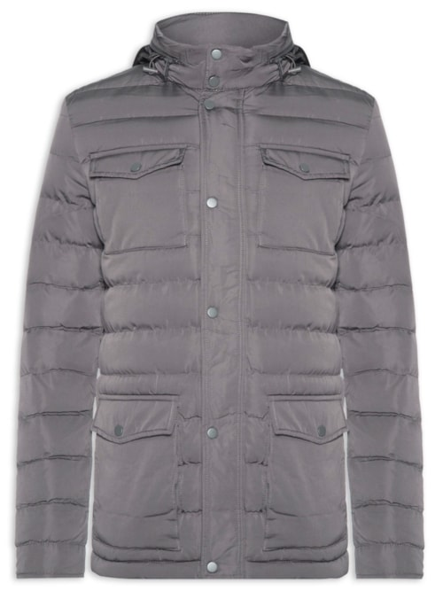 Jaqueta Masculina Puffer Alongada - Cinza Jaqueta Masculina Puffer Alongada - Cinza