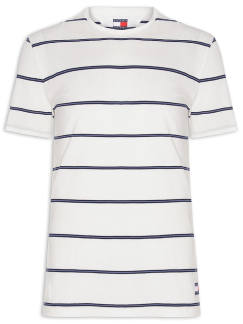 Camiseta Masculina Regular Fit Listrada - Branco Camiseta Masculina Regular Fit Listrada - Branco