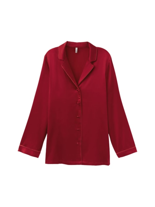 Camisa Em Seda - Vermelho Camisa Em Seda - Vermelho