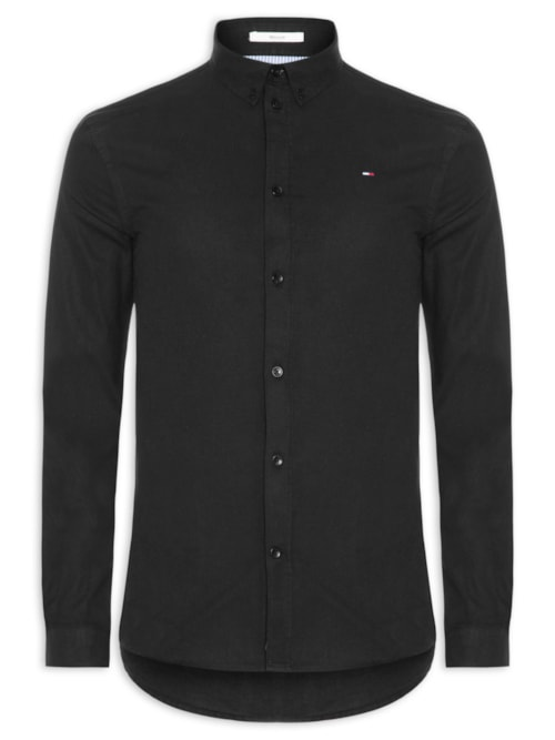 Camisa Masculina Regular Fit Oxford Preto