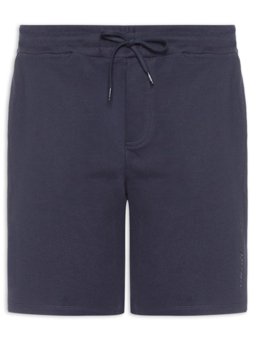 Bermuda Masculina Moletom Relaxed Fit Com Bolso Lateral - Azul Bermuda Masculina Moletom Relaxed Fit Com Bolso Lateral - Azul