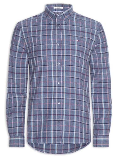 Camisa Masculina Xadrez Regular Fit Flanelado - Azul
