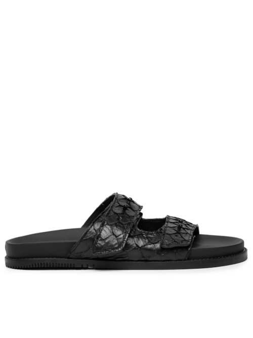 Sandália Slide Tiras Pirarucu Feminina - Preto Sandália Slide Tiras Pirarucu Feminina - Preto