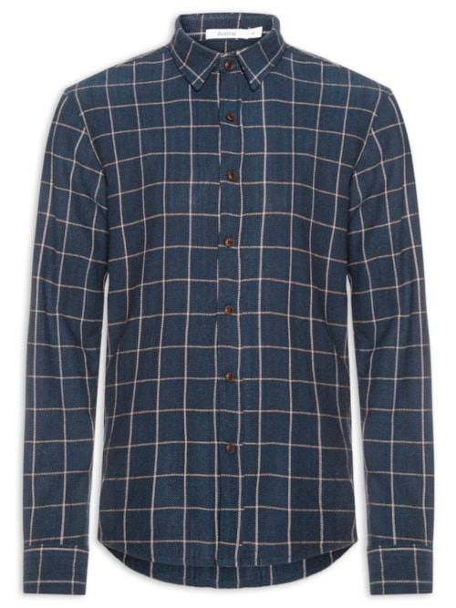 Camisa Masculina Xadrez Colorado - Azul