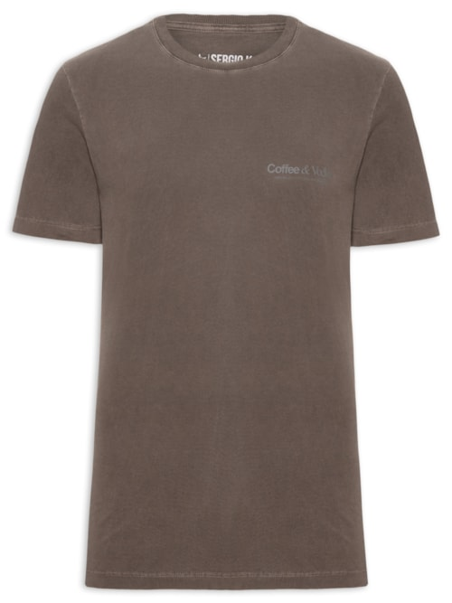 Camiseta Masculina Estampada Coffee & Vodka - Marrom Camiseta Masculina Estampada Coffee & Vodka - Marrom