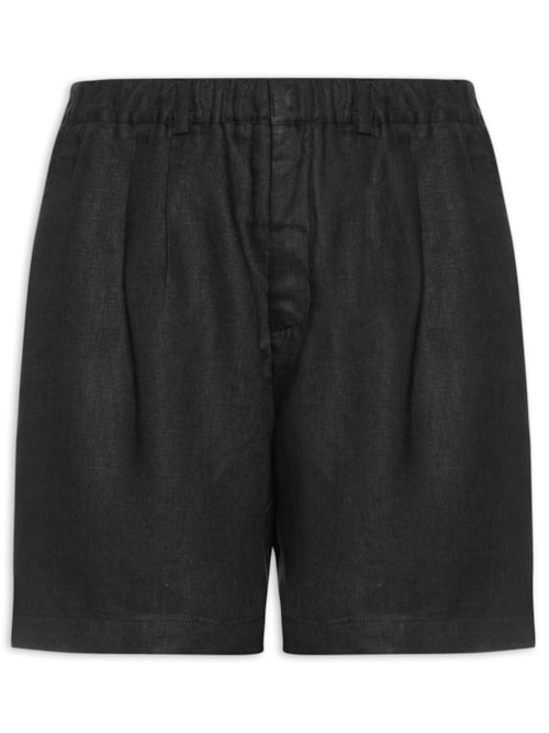 Bermuda Masculina Linho Pregas - Preto