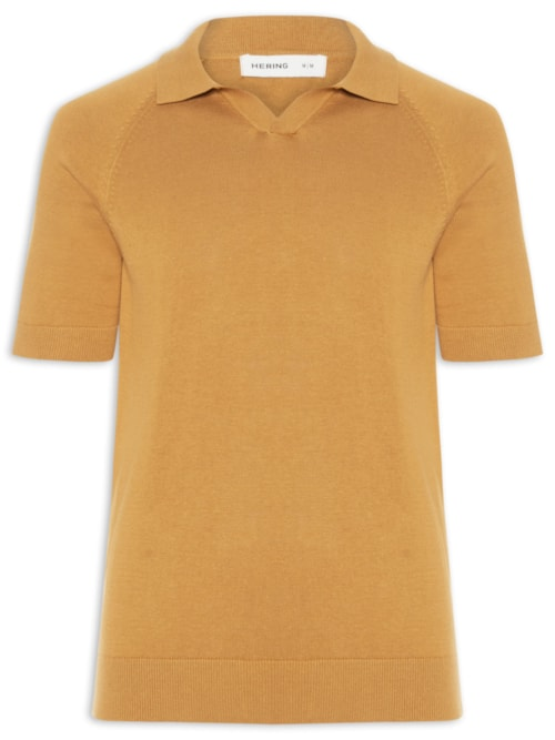 Polo Masculina em Tricô Regular Fit - Bege Polo Masculina em Tricô Regular Fit - Bege