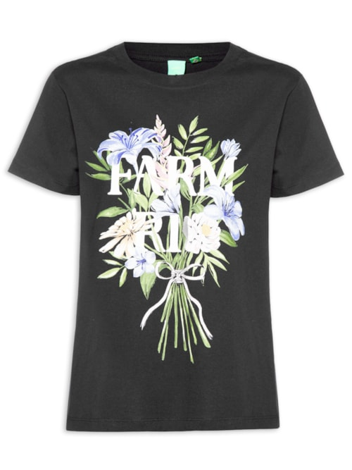 Camiseta Feminina Fit Buquê - Preto