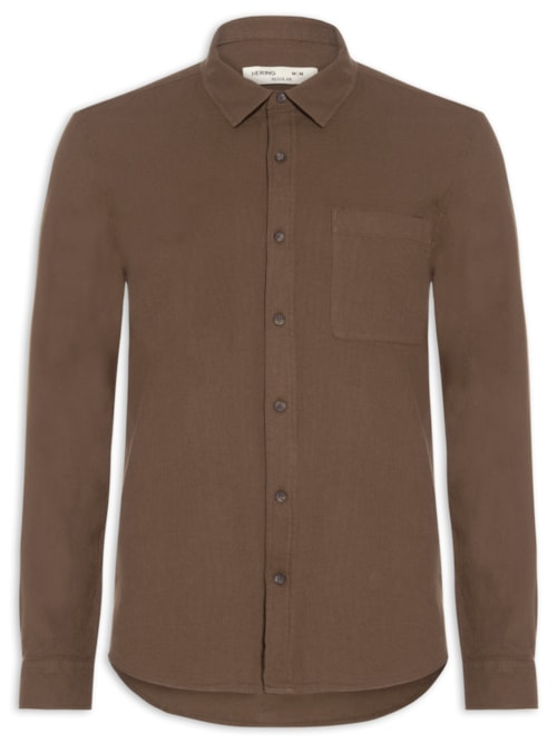 Camisa Casual Masculina Texturizada - Marrom Camisa Casual Masculina Texturizada - Marrom
