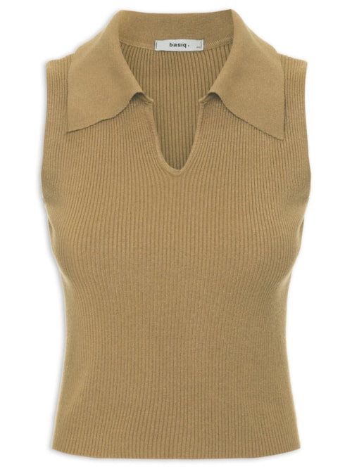 Regata Feminina Tricot Gola Polo - Verde