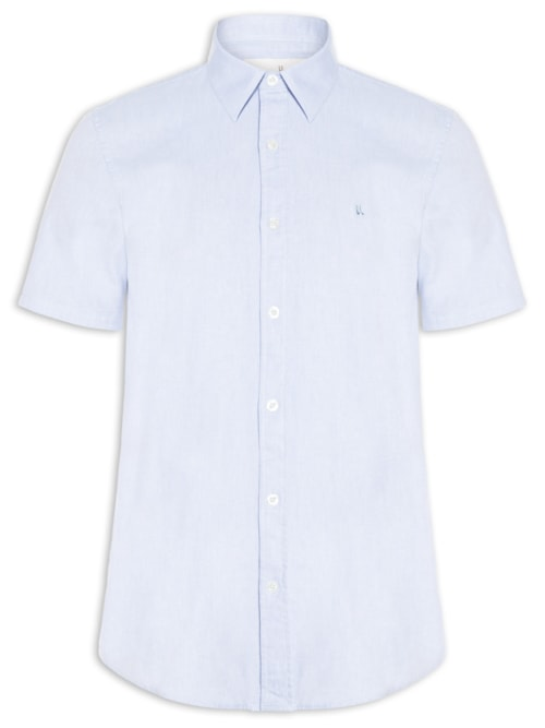 Camisa Casual Masculina Manga Curta Oxford - Azul Camisa Casual Masculina Manga Curta Oxford - Azul