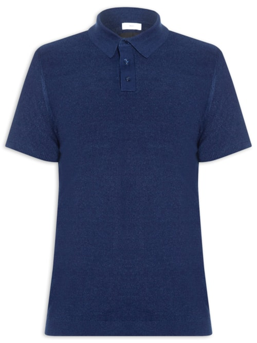 Polo Manga Curta Masculina Tricot - Azul