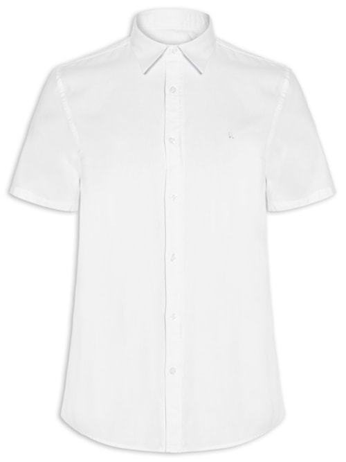Camisa Casual Masculina Manga Curta Oxford - Branco Camisa Casual Masculina Manga Curta Oxford - Branco