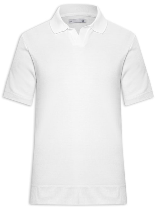 Polo Masculina Tricot Gola Colombiana - Branco Polo Masculina Tricot Gola Colombiana - Branco