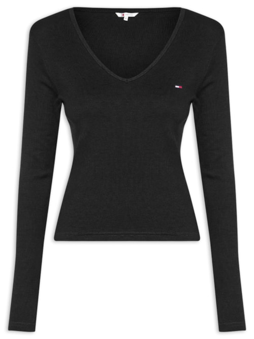 Blusa Feminina Manga Longa Slim Essential - Preto
