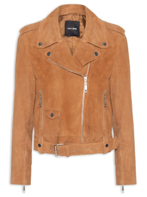 Jaqueta Feminina Biker De Suede Com Cinto - Marrom Jaqueta Feminina Biker De Suede Com Cinto - Marrom