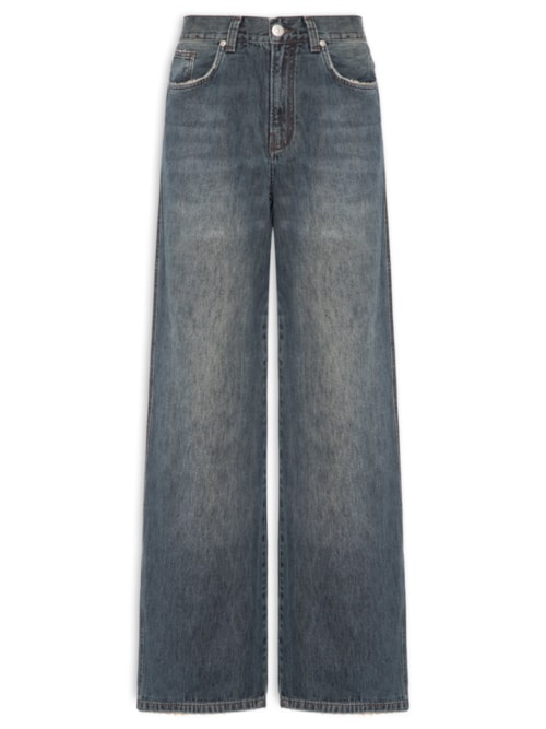Calça Jeans Feminina Wide Leg New Basic - Azul