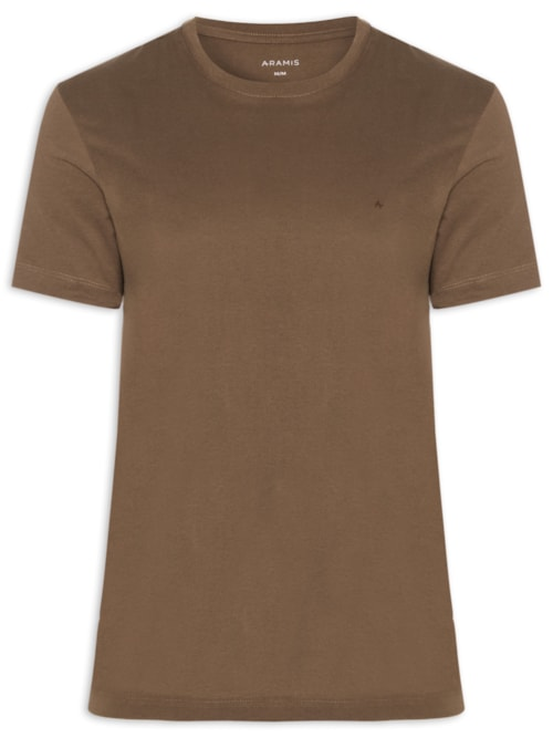 Camiseta Básica Masculina em Algodão Marrom