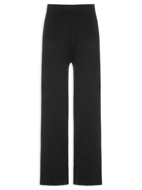 Calça Feminina Tricot Bicolor - Preto