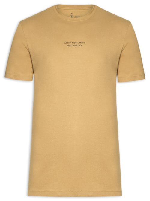 Camiseta Masculina Manga Curta Logo - Bege