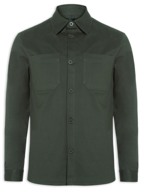 Jaqueta Masculina Overshirt De Sarja Colors - Verde