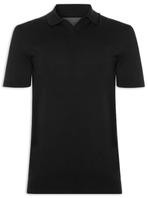 Polo Masculina Manga Curta Tricot Tencel - Preto Polo Masculina Manga Curta Tricot Tencel - Preto