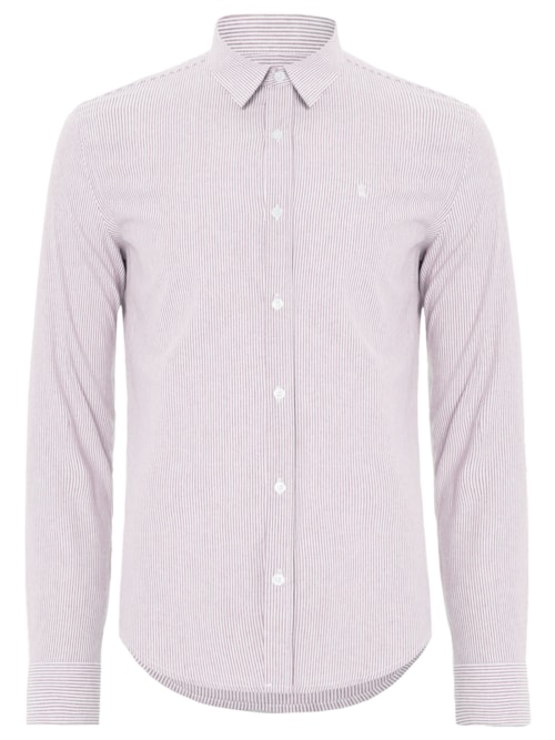 Camisa Masculina Oxford Mini Listras Vermelho Camisa Masculina Oxford Mini Listras Vermelho