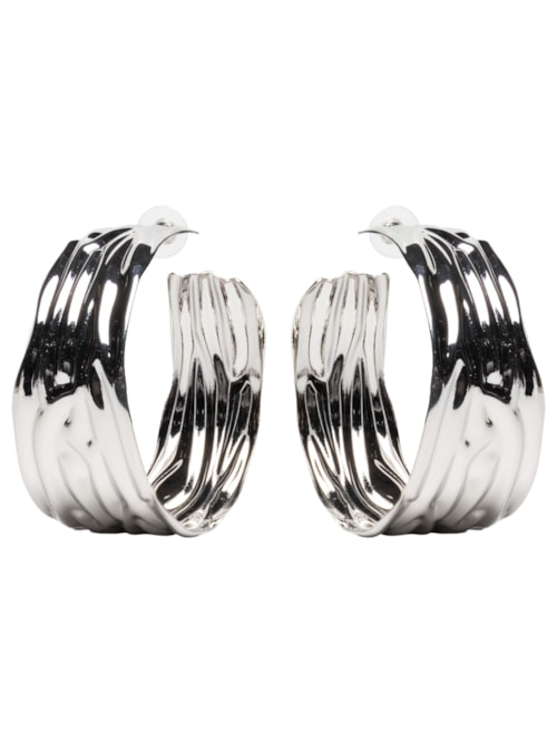 Argola Feminina Texturizada - Prateado