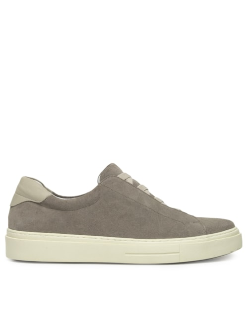 Tênis Masculino Slip On Em Couro Legítimo - Bege Tênis Masculino Slip On Em Couro Legítimo - Bege