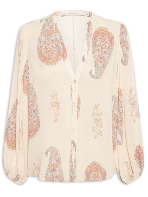 Camisa Feminina Ggt Estampa Flory - Off White Camisa Feminina Ggt Estampa Flory - Off White