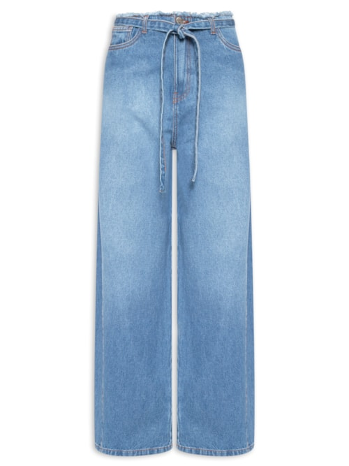 Calça Feminina Jeans Amarração - Azul