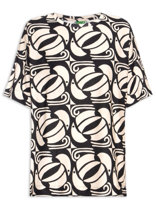 Camiseta Feminina Básica Tuca Xadrez - Preto Camiseta Feminina Básica Tuca Xadrez - Preto