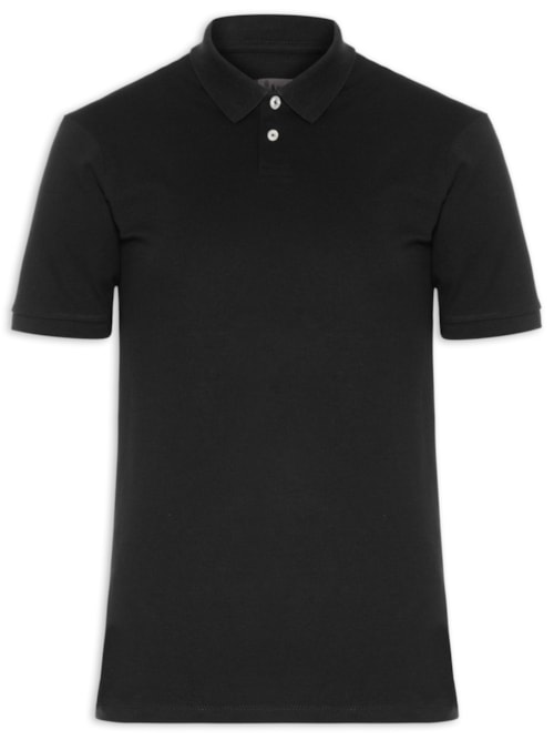 Polo Masculina Piquet Algodão Stretch - Preto
