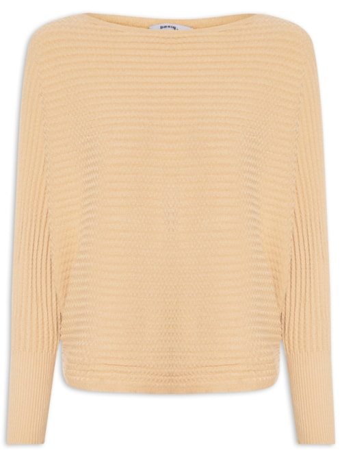Suéter Feminino Tricot Oversized Texturizado - Bege Suéter Feminino Tricot Oversized Texturizado - Bege