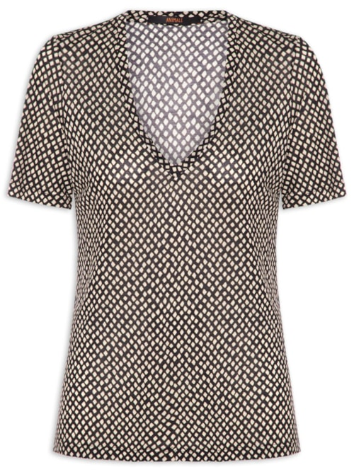 Blusa Feminina Tee Decote V Manga Curta - Preto Blusa Feminina Tee Decote V Manga Curta - Preto
