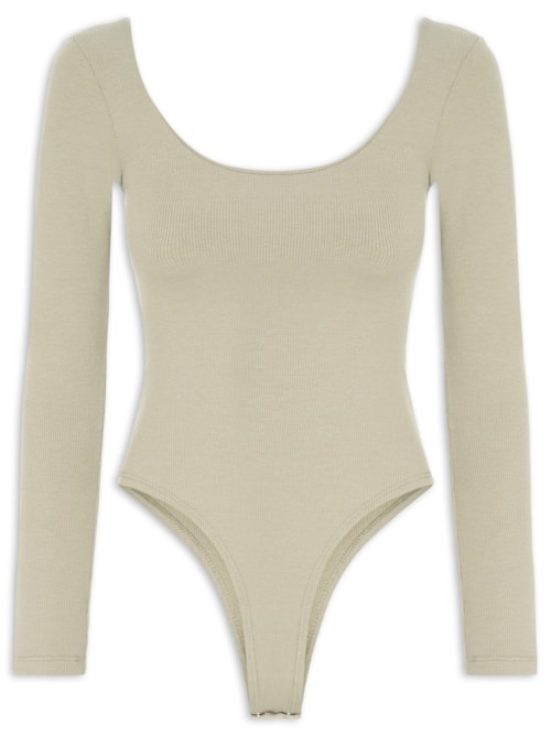 Body Feminino Decote Em U - Bege Body Feminino Decote Em U - Bege