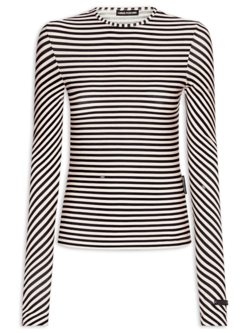 Blusa Feminina Manga Longa Estampada - Azul Blusa Feminina Manga Longa Estampada - Azul