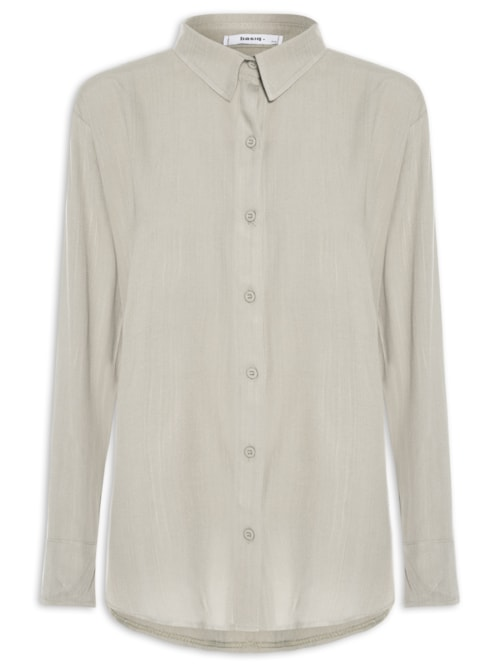 Camisa Feminina Básica Manga Longa - Cinza