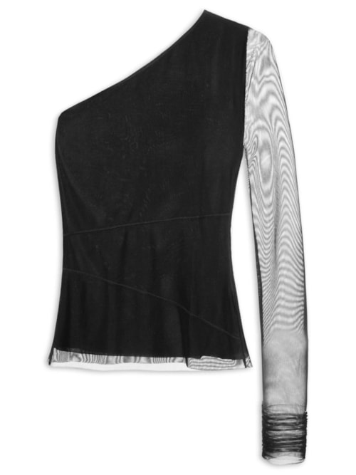 Blusa Feminina Ombro Único - Preto