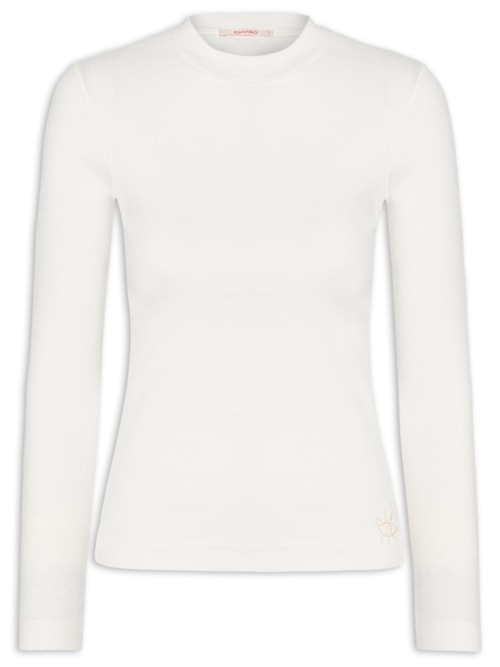 Blusa Feminina ML Rib com Elastano - Branco Blusa Feminina ML Rib com Elastano - Branco