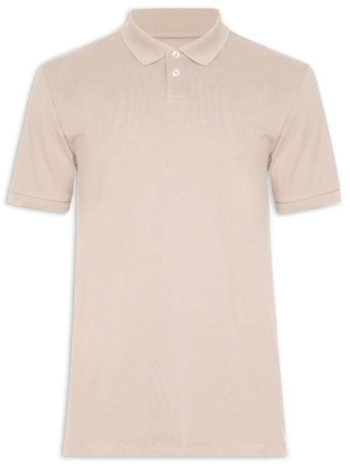 Polo Masculina Manga Curta Piquê De Algodão Stretch - Bege