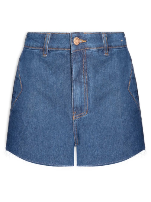 Short Jeans Feminino Boyfriend Dark Twill - Azul