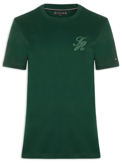 Camiseta Masculina Regular Fit Interlock Script Logo - Verde Camiseta Masculina Regular Fit Interlock Script Logo - Verde