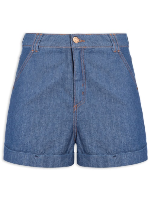 Short Jeans Feminino Alfaiataria - Azul