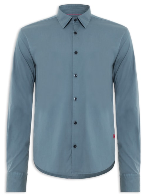 Camisa Social Masculina Slim-Fit Stretch Ermo - Azul