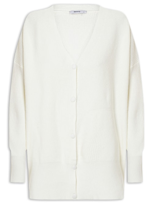 Cardigã Feminino Tricot Oversized Texturizado - Off White Cardigã Feminino Tricot Oversized Texturizado - Off White