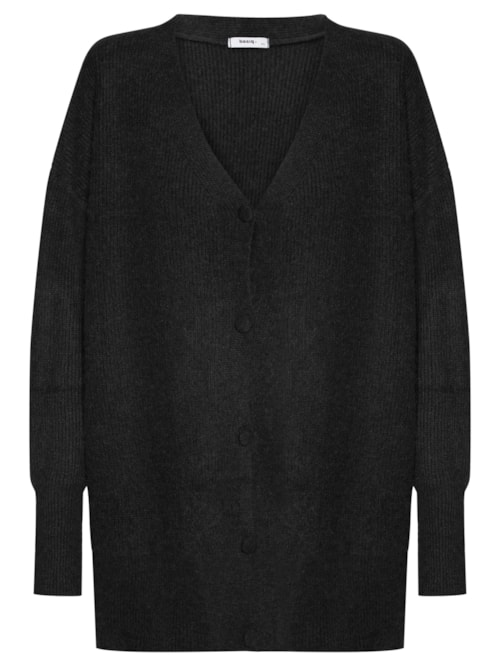 Cardigã Feminino Tricot Oversized Texturizado - Preto Cardigã Feminino Tricot Oversized Texturizado - Preto