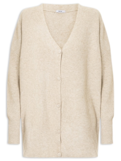 Cardigã Feminino Tricot Oversized Texturizado - Bege