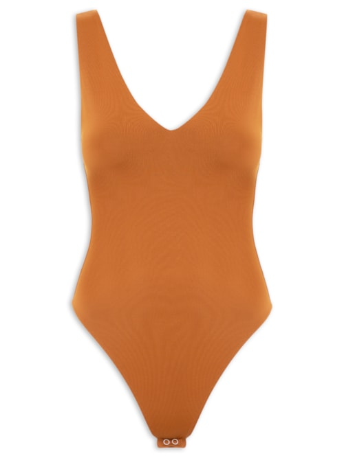 Body Feminino Decote em U Marrom Body Feminino Decote em U Marrom