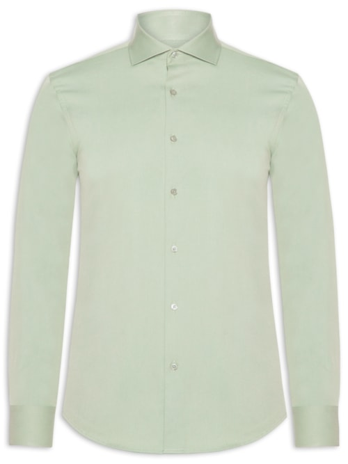 Camisa Masculina Tech Fibra De Bambu Slim Fit - Verde